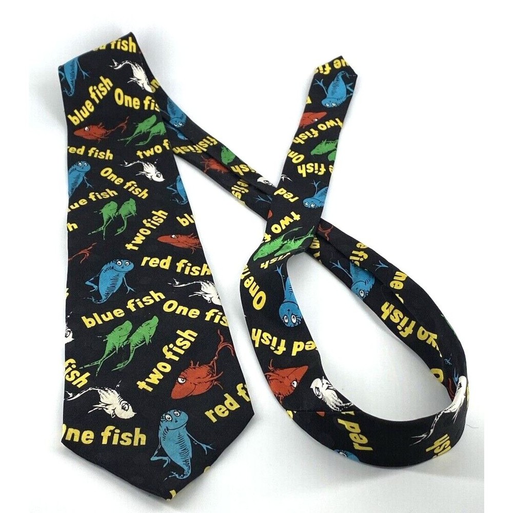 Vintage -- Dr. Suess "One Fish, Two Fish" Men's Silk Tie -- 1996